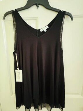 NWT Grace & Lace Black Tiered Mesh Tank Top Sz Small